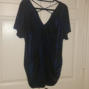 Sparkly black and blue cold shoulder shirt
